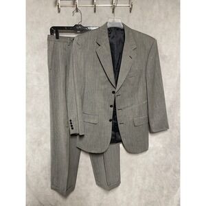 Issimo Suit Men 38R Gray Italy Wool Flannel Academia Career Pants 32x32 Luxury
